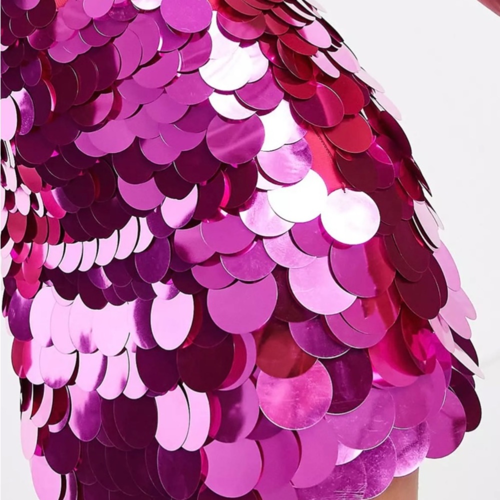 Bright Pink large disc sequin skirt size 12 womens